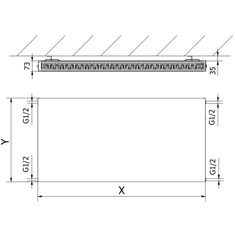 Mexen Flat CF21 doskový radiátor 300 x 700 mm, bočné pripojenie, 441 W, biely - W421F-030-070-00
