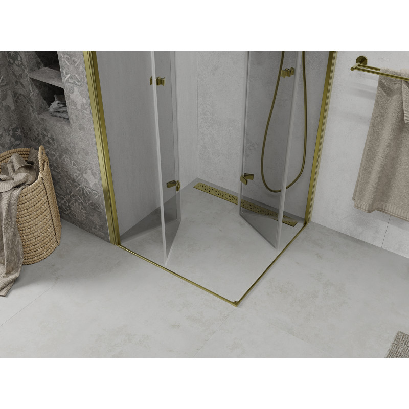 Mexen Lima Duo skladací sprchovací kút 70 x 70 cm, transparentný, zlatý - 856-070-070-50-00-02