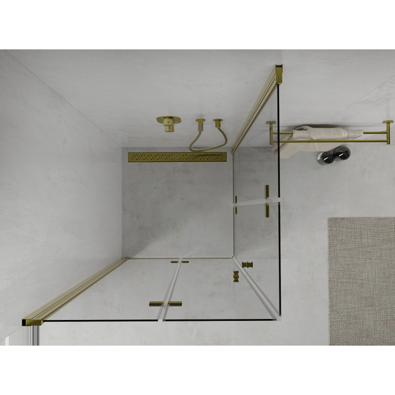 Mexen Lima Duo skladací sprchovací kút 70 x 70 cm, transparentný, zlatý - 856-070-070-50-00-02