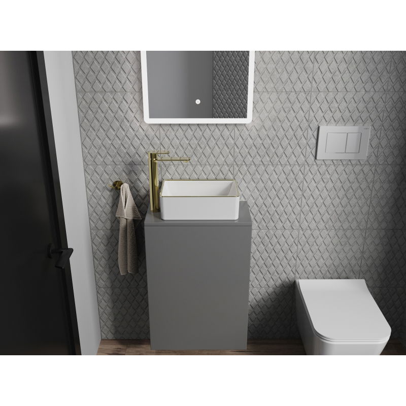 Mexen Nadia umývadlo na dosku 36 x 23 cm, biela/zlatý okraj - 21613605