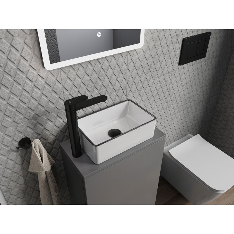 Mexen Nadia umývadlo na dosku 36 x 23 cm, biela/čierna hrana - 21613607