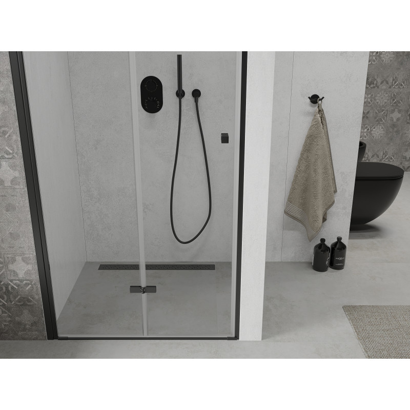 Mexen Lima skladacie sprchové dvere 80 cm, priehľadné, čierne - 856-080-000-70-00