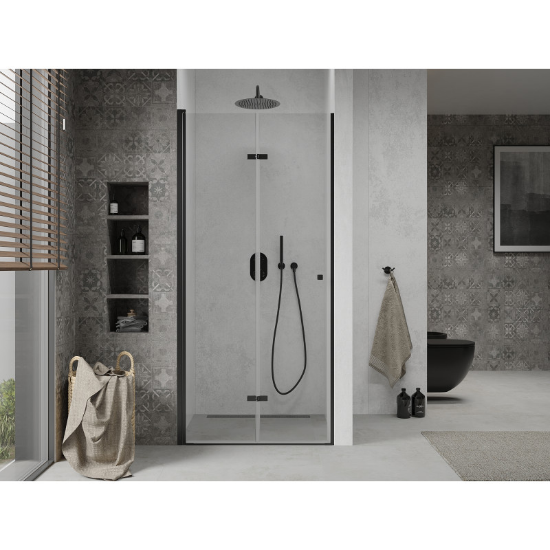 Mexen Lima skladacie sprchové dvere 80 cm, priehľadné, čierne - 856-080-000-70-00