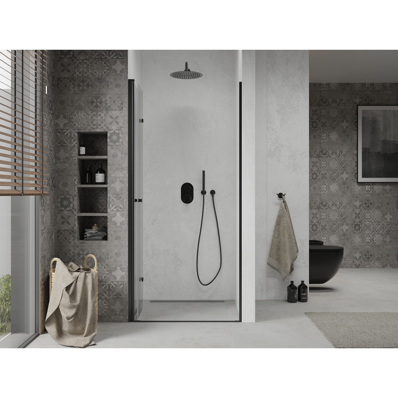 Mexen Lima skladacie sprchové dvere 80 cm, priehľadné, čierne - 856-080-000-70-00