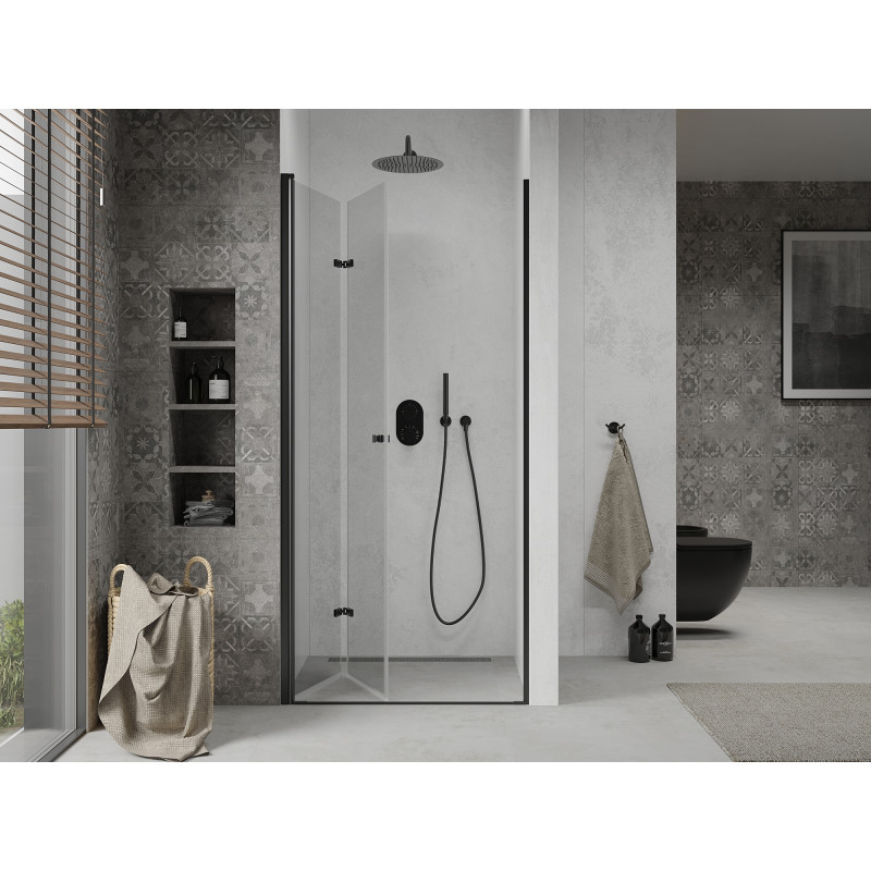 Mexen Lima skladacie sprchové dvere 80 cm, priehľadné, čierne - 856-080-000-70-00