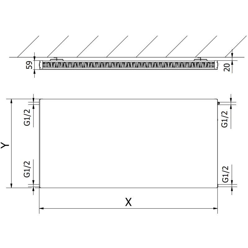 Mexen Flat CF11 doskový radiátor 400 x 500 mm, bočné pripojenie, 278 W, antracit - W411F-040-050-66