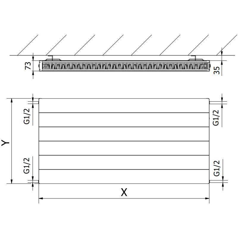 Mexen Line CL21 doskový radiátor 300 x 800 mm, bočné pripojenie, 505 W, antracit - W421L-030-080-66