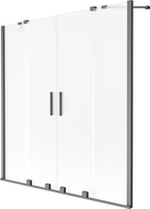 Mexen Velar Duo dvojkrídlová vaňová zástena posuvná 140 x 150 cm, matná, brúsená gun gray - 896-140-000-32-66