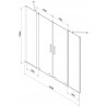 Mexen Velar Dvojitá vaňová clona 2-krídlová posuvná 140 x 150 cm, námraza, brúsená gun gray - 896-140-000-32-66