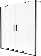 Mexen Velar Duo dvojkrídlový posuvný vaňový paraván 140 x 150 cm, mráz, čierny - 896-140-000-32-70