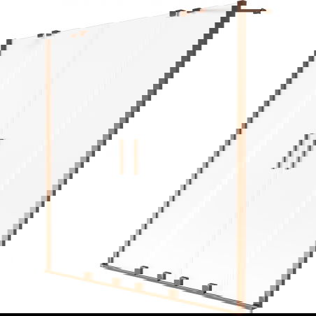 Mexen Velar Duo dvojkrídlová zasúvacia vaňová zástena 160 x 150 cm, matné sklo, ružové zlato - 896-160-000-32-60