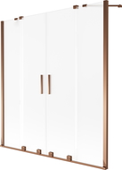 Mexen Velar Duo dvojkrídlová zasúvacia vaňová zástena 160 x 150 cm, matné sklo, ružové zlato - 896-160-000-32-60