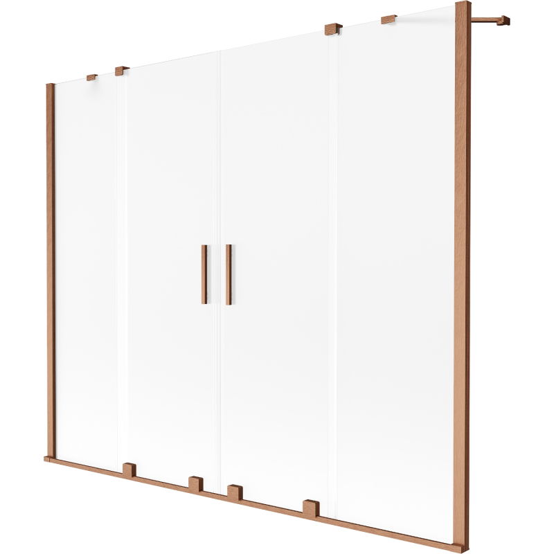 Mexen Velar Duo 2-dielna zasúvacia vaňová zástena 200 x 150 cm, námraza, brúsená meď - 896-200-000-32-65
