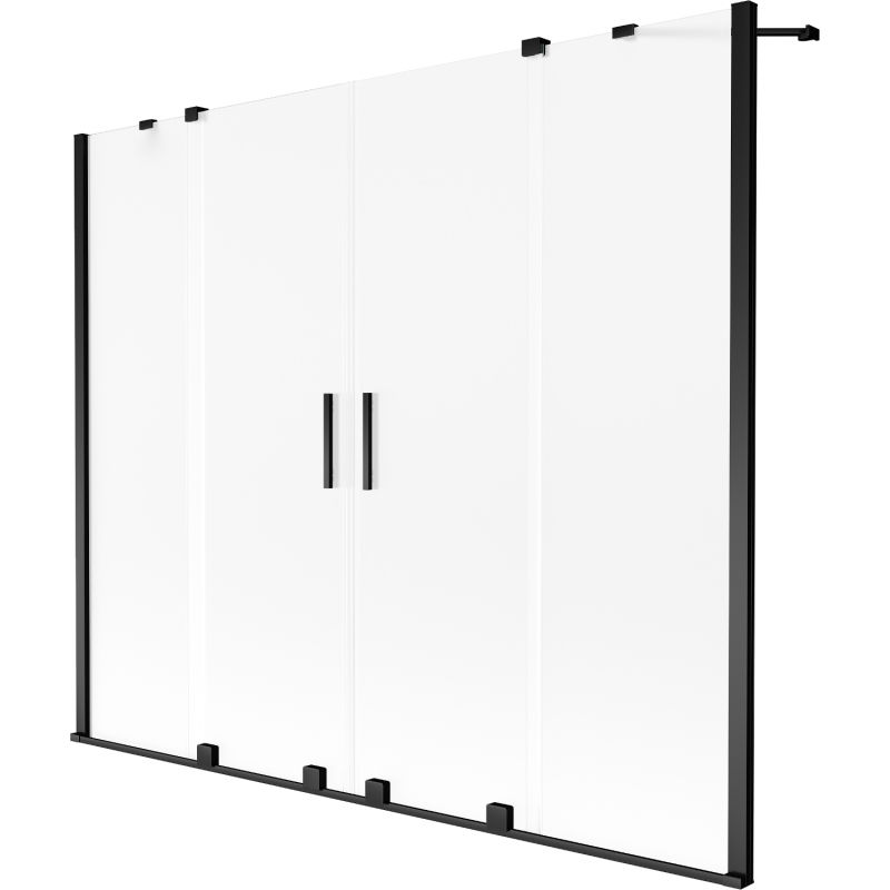 Mexen Velar Duo dvojkrídlový posuvný vaňový paraván 200 x 150 cm, matný, čierny - 896-200-000-32-70