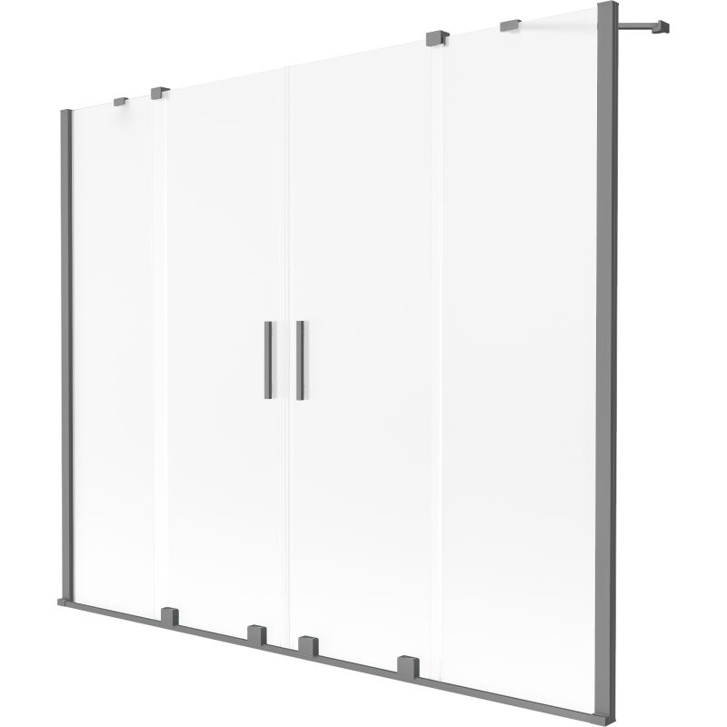 Mexen Velar Duo dvojdielna posuvná vaňová zástenka 200 x 150 cm, matná, gun metal - 896-200-000-32-95