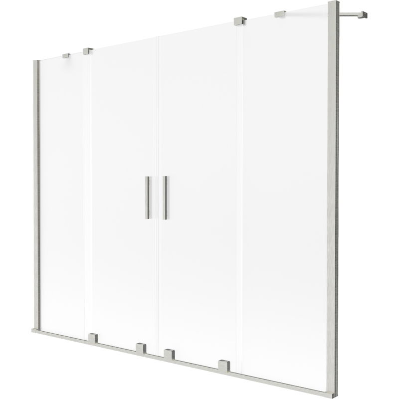 Mexen Velar Duo posuvná vaňová zástena 2-krídlová 200 x 150 cm, mrazené, brúsený nikel - 896-200-000-32-97