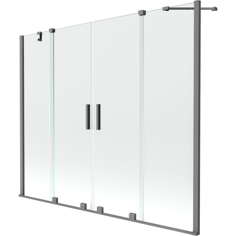 Mexen Velar Duo dvojkrídlová roztiahnuteľná vaňová zástena 200 x 150 cm, číra, gun metal - 896-200-000-02-95