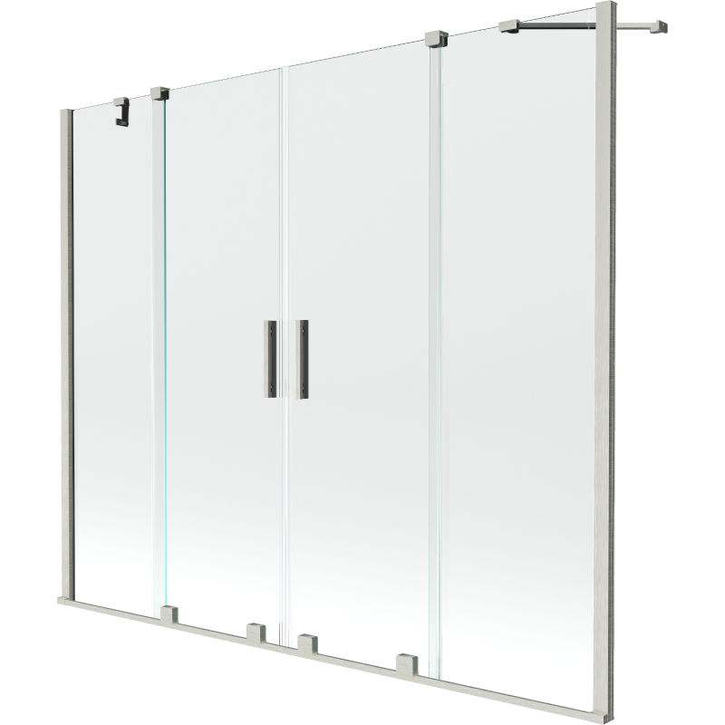 Mexen Velar Duo dvojkrídlová vaňová zábrana posuvná 200 x 150 cm, transparentná, brúsený nikel - 896-200-000-02-97