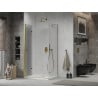 Mexen Lima skladací sprchovací kút 100 x 80 cm, priehľadný, zlatý + vanička Flat - 856-100-080-50-00-4010