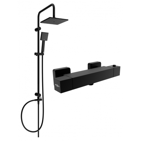 Mexen Cube Tord nástenný sprchový set s dažďovou sprchou a termostatickou batériou, čierny - 77200200-70