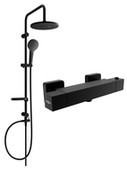 Mexen Erik nástenná sprchová sada s dažďovou sprchou a termostatickou sprchovou batériou Cube, čierna - 77200205-70