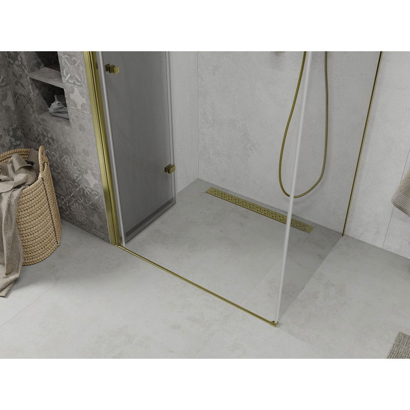 Mexen Lima skladací sprchový kút 90 x 70 cm, transparentný, zlatý - 856-090-070-50-00