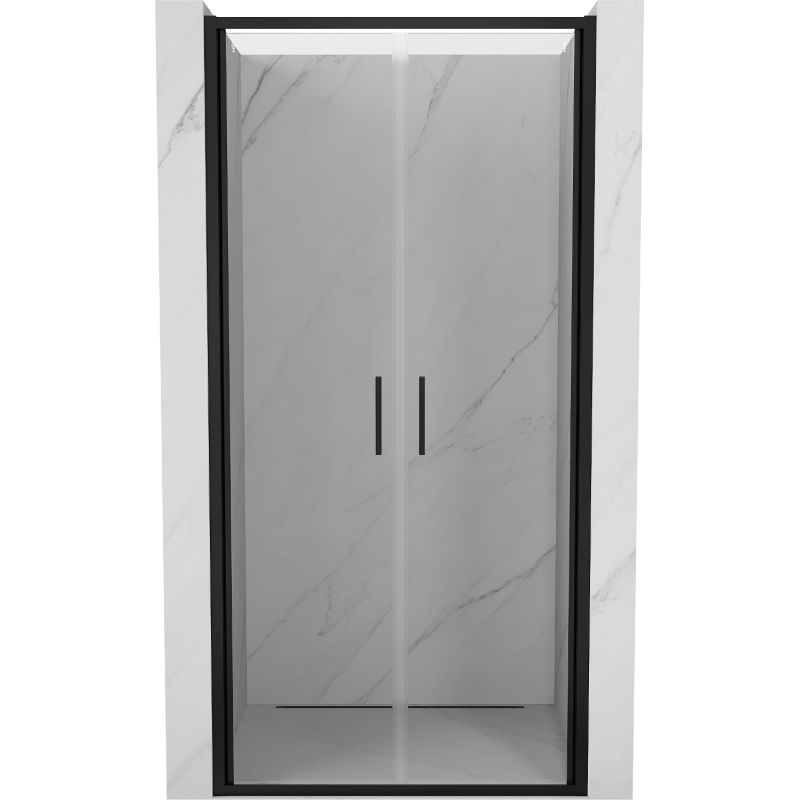 Mexen Exo dvojité sklápacie sprchové dvere 80 cm, transparentné, čierne - 814-080-000-70-00