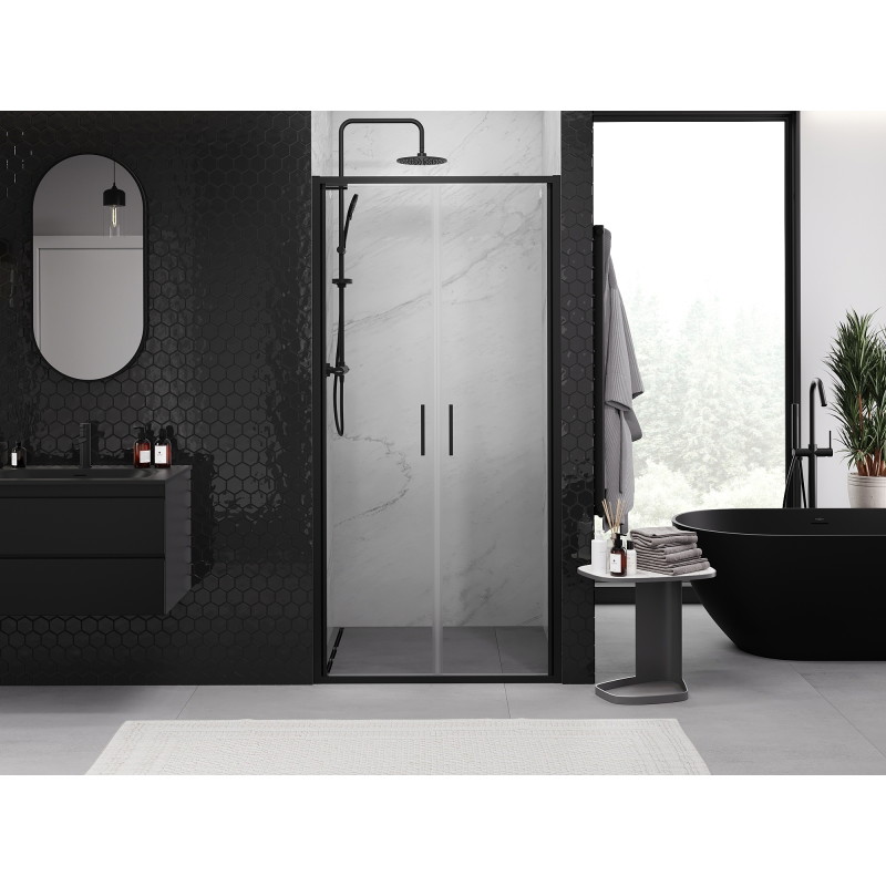 Mexen Exo-B Duo dvojité otváracie sprchové dvere 100 cm, transparentné, čierne - 814-100-000-70-00