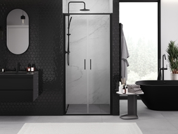 Mexen Exo-B Duo dvojité otváracie sprchové dvere 100 cm, transparentné, čierne - 814-100-000-70-00