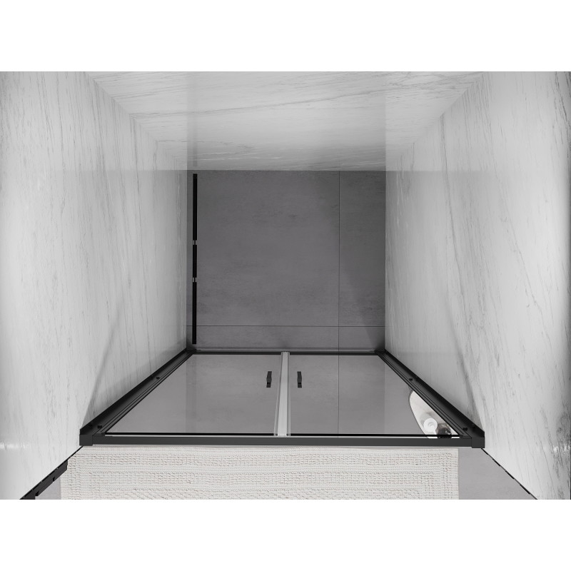 Mexen Exo-B Duo dvojité sprchové dvere, 90 cm, priehľadné, čierne - 814-090-000-70-00