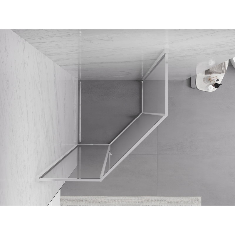 Mexen Exo-R päťuholníkový otvárací sprchový kút 80 x 80 cm, transparentný, chróm - 812-080-080-01-00