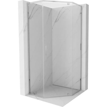 Mexen Exo päťuholníková sprchová kabína otváracia 80 x 80 cm, transparentná, chróm - 812-080-080-01-00