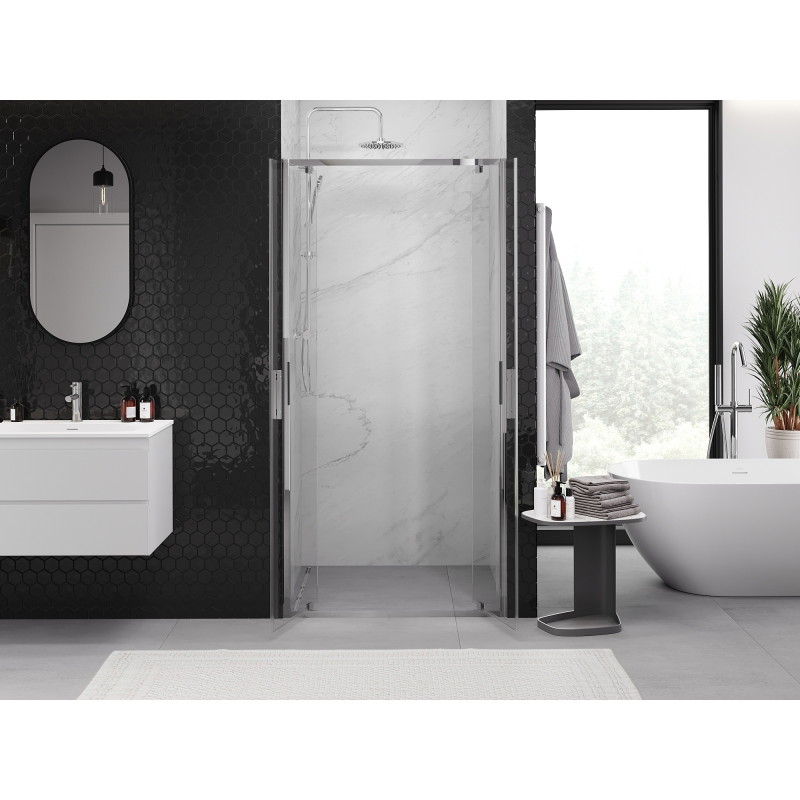 Mexen Exo-BR Duo dvojité sprchové dvere kyvné 90 cm, priehľadné, chróm - 8182-090-000-01-00