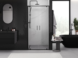 Mexen Exo dvojité sprchové dvere 70 cm, transparentné, čierne - 8182-070-000-70-00
