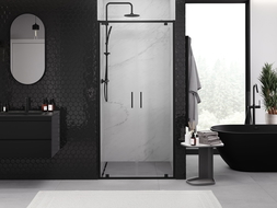 Mexen Exo dvojité sprchové dvere 80 cm, priehľadné, čierne - 8182-080-000-70-00