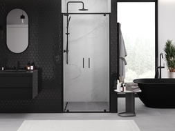 Mexen Exo-BR Duo dvojité sprchové dvere, 100 cm, priehľadné, čierne - 8182-100-000-70-00