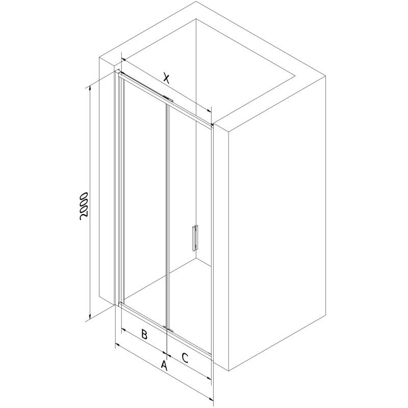 Mexen Exo-F skladacie sprchové dvere 60 cm, priehľadné, chróm - 816-060-000-01-00