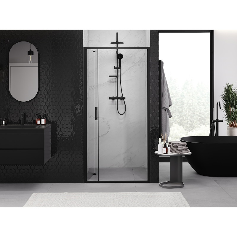 Mexen Exo-F skladacie sprchové dvere 70 cm, transparentné, čierne - 816-070-000-70-00