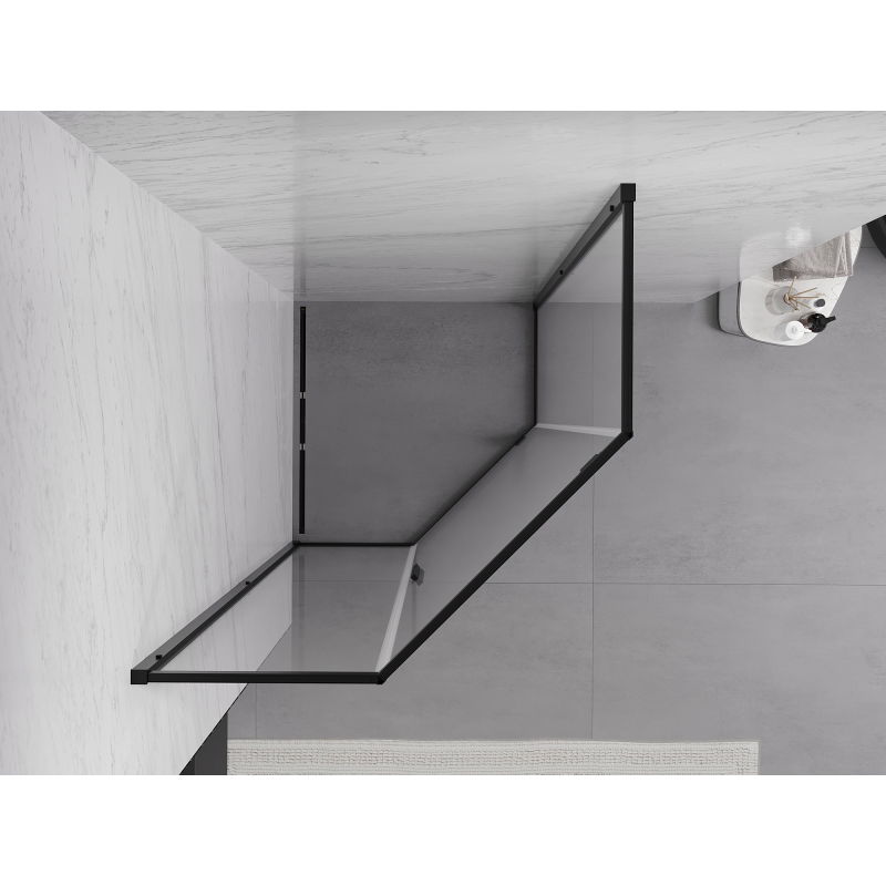 Mexen Exo päťuholníková sprchová kabína výkyvné 90 x 90 cm, transparentná, čierna - 812-090-090-70-00