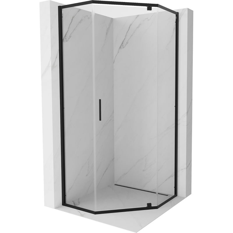 Mexen Exo päťhranná sprchová kabína, otváracia 100 x 100 cm, priehľadná, čierna - 812-100-100-70-00