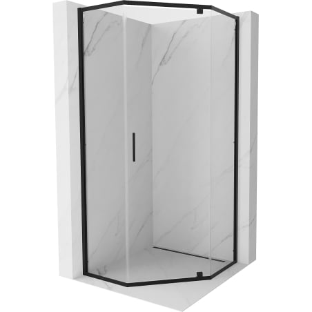 Mexen Exo päťhranná sprchová kabína, otváracia 100 x 100 cm, priehľadná, čierna - 812-100-100-70-00