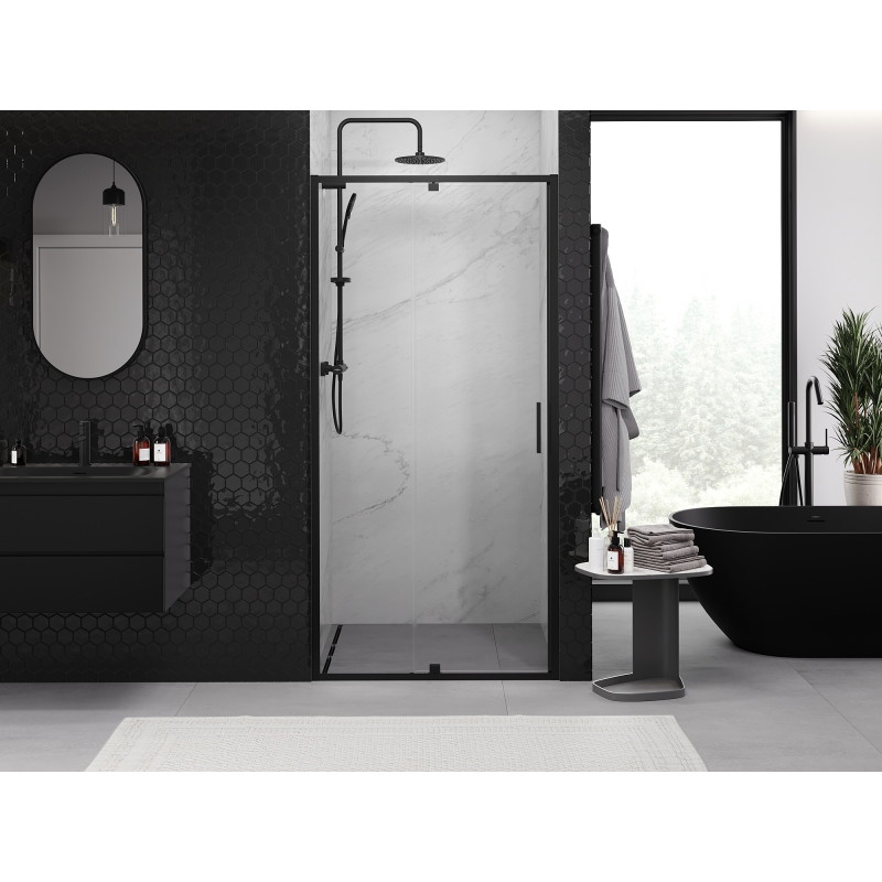 Mexen Exo-R sprchové dvere s krídlom 110 cm, transparentné, čierne - 819-110-000-70-00