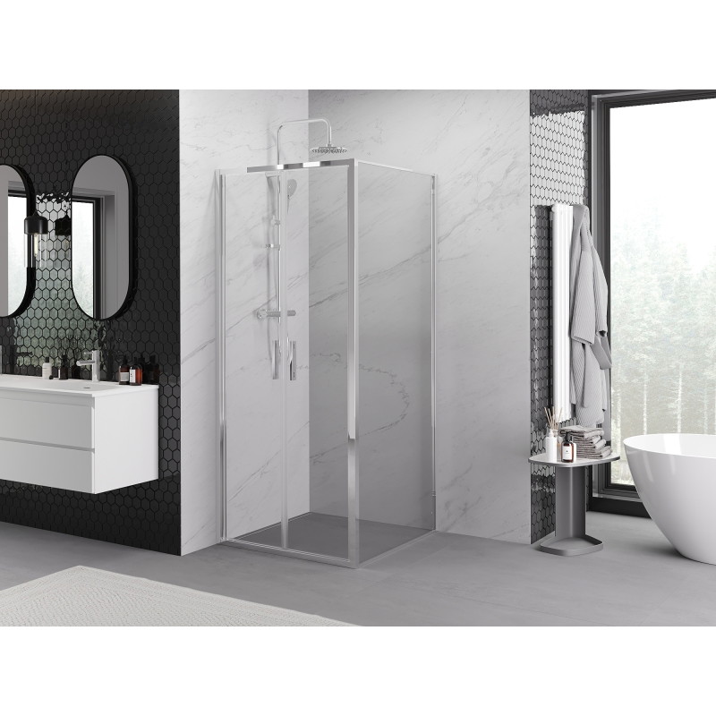 Mexen Exo-B Duo sprchový kút otvárací 100 x 100 cm, transparentný, chróm - 814-100-100-01-00