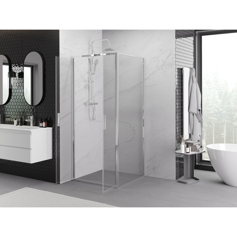 Mexen Exo-B Duo sprchový kút otvárací 100 x 100 cm, transparentný, chróm - 814-100-100-01-00