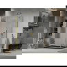 Mexen Lima sprchová kabína skladacia 80 x 100 cm, transparentná, zlatá + sprchová vanička Flat, čierna - 856-080-100-50-00-4070G