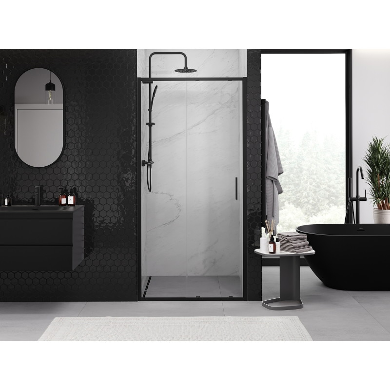 Mexen Exo-S posuvné sprchové dvere 105 cm, transparentné, čierne - 8151-105-000-70-00