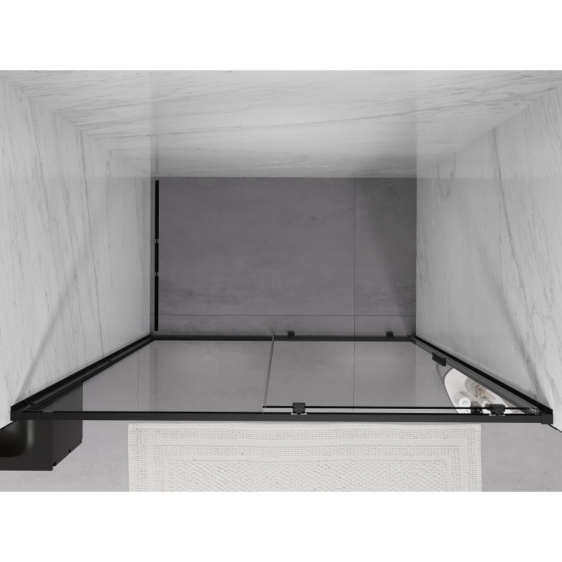 Mexen Exo-S posuvné sprchové dvere 150 cm, priehľadné, čierne - 8151-150-000-70-00