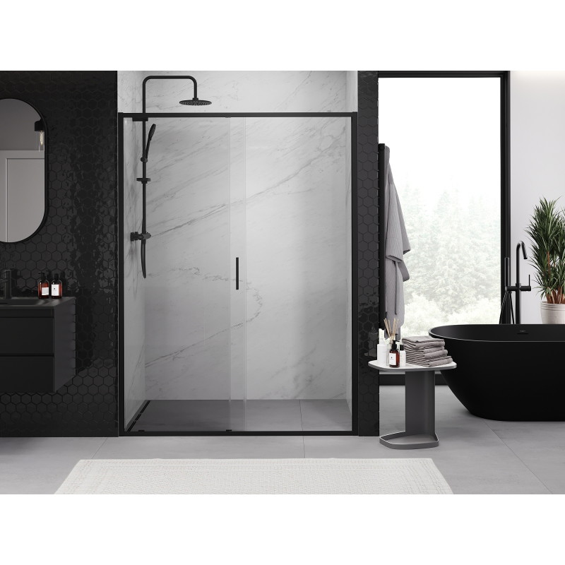 Mexen Exo-S posuvné sprchové dvere 150 cm, priehľadné, čierne - 8151-150-000-70-00