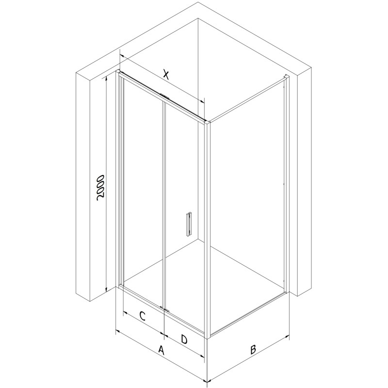 Mexen Exo-F skladací sprchový kút 75 x 100 cm, transparentný, čierny - 816-075-100-70-00