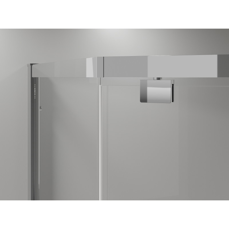 Mexen Exo-R päťuholníková sprchovacia kabína otváracia 100 x 100 cm, transparentná, chróm - 812-100-100-01-00